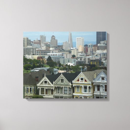San Francisco Postcard Row Stadsscene Fotografie Canvas Afdruk (Voorkant)