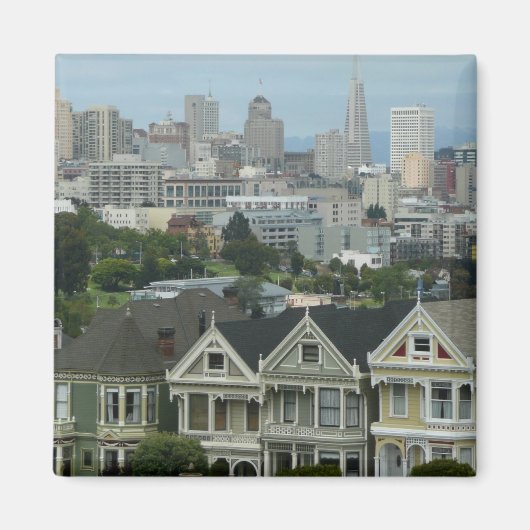 San Francisco Postcard Row Stadsscene Fotografie Magneet (Voorkant)