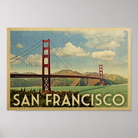 San Francisco Poster Golden Gate Vintage Travel (Voorkant)