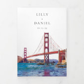 San Francisco QR Code 3 Foto Huwelijk Drieluik Uitnodiging (Cover)