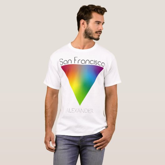 San Francisco Rainbow Triangle Gay LGBT Pride Name T-shirt (Voorkant volledig)