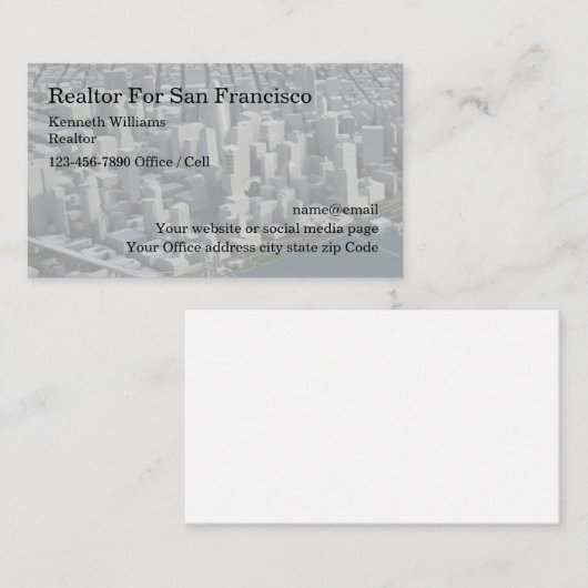 San Francisco Real Estate Agent Visitekaartje (Voorkant / Achterkant)