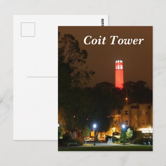 San Francisco Red Coit Tower Briefkaart (Voorkant / Achterkant)