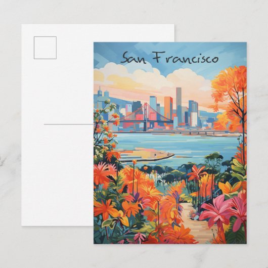 San Francisco Reis Stad Schilderen Esthetisch Briefkaart (Voorkant / Achterkant)