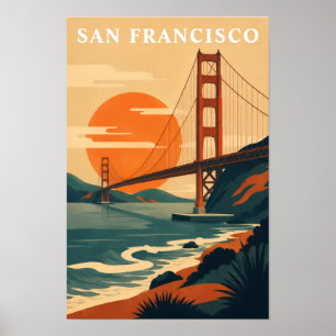 San Francisco Reis Vintage Stijl Golden Gate Poster