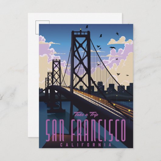San Francisco Reisposter Aankondigingskaart (Voorkant / Achterkant)