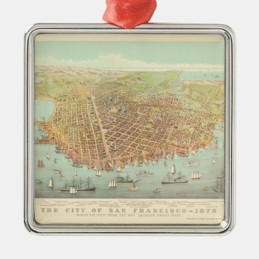  San Francisco Restored Map, 1878 Kerstmis Metalen Ornament (Voorkant)