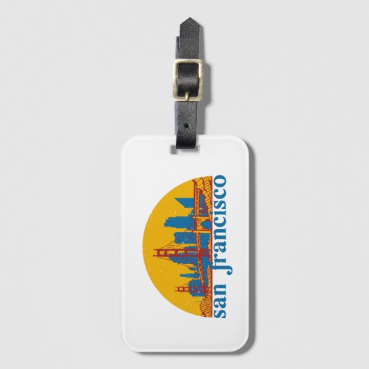 San Francisco Retro City Skyline Cityscape Art Bagagelabel (Voorkant (verticaal))