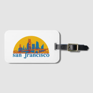 San Francisco Retro City Skyline Cityscape Art Bagagelabel