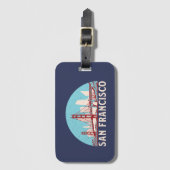 San Francisco Retro City Skyline  Cityscape Bagagelabel (Voorkant (verticaal))