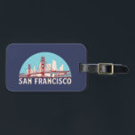 San Francisco Retro City Skyline  Cityscape Bagagelabel<br><div class="desc">en retro-stadsplan met prachtige skyline, toeristische attractie en cityscape art. Koelwolkenkrabber en bouwartikelen voor silhouette-illustratie voor toeristen en reizigers. Perfect als souvenir om terug naar huis te brengen wanneer je op reis bent. Bespaar de herinnering aan uw reis en vakantie met familie en vrienden. De achtergrondkleur kan aan uw gewenste...</div>