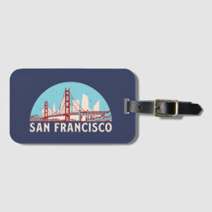 San Francisco Retro City Skyline  Cityscape Bagagelabel