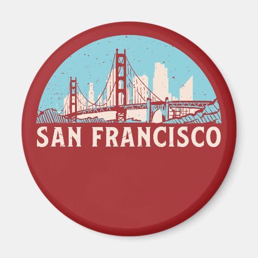 San Francisco Retro City Skyline  Cityscape Magneet (Voorkant)