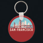 San Francisco Retro City Skyline  Cityscape Sleutelhanger<br><div class="desc">en retro-stadsplan met prachtige skyline, toeristische attractie en cityscape art. Koelwolkenkrabber en bouwartikelen voor silhouette-illustratie voor toeristen en reizigers. Perfect als souvenir om terug naar huis te brengen wanneer je over de wereld reist. Bespaar de herinnering aan uw reis en vakantie met familie en vrienden. De achtergrondkleur kan aan uw...</div>