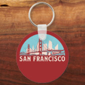 San Francisco Retro City Skyline  Cityscape Sleutelhanger (Voorkant)