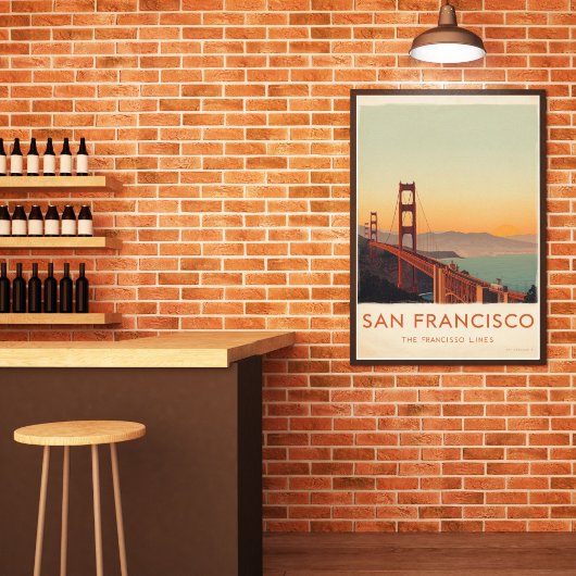 San Francisco Retro Golden Gate Bridge  Poster
