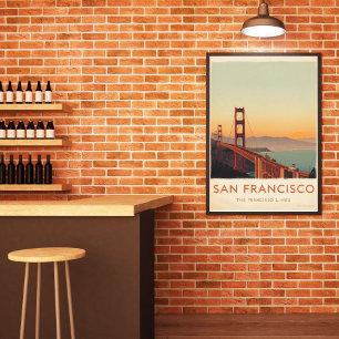 San Francisco Retro Golden Gate-brug Poster