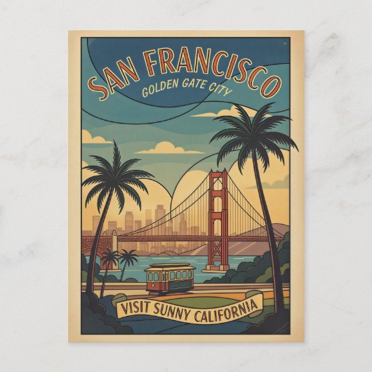 San Francisco Retro Reis 1950s Briefkaart (Voorkant)