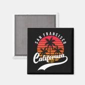 San Francisco Retro Sunset en Palm Trees Magnet (Voorkant / Achterkant)