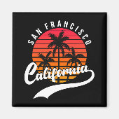 San Francisco Retro Sunset en Palm Trees Magnet (Voorkant)