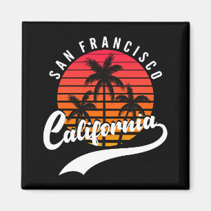 San Francisco Retro Sunset en Palm Trees Magnet