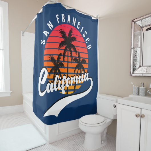 San Francisco Retro Sunset Shower Curtain Douchegordijn (In situ)