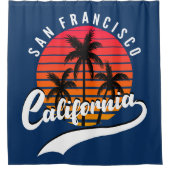 San Francisco Retro Sunset Shower Curtain Douchegordijn (Voorkant)