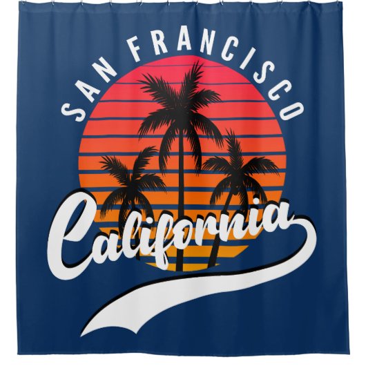 San Francisco Retro Sunset Shower Curtain Douchegordijn (Voorkant)