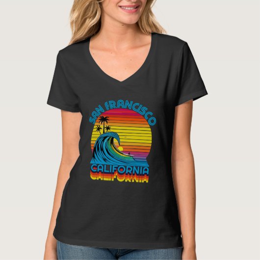 San Francisco Retro Throwback Surf & Beach Souveni T-shirt (Voorkant)