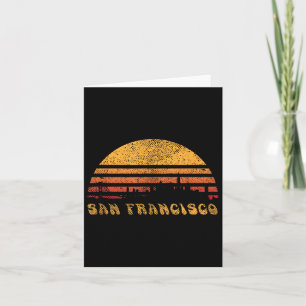 San Francisco Retro Zonsondergang T-shirt Cool Vin Kaart
