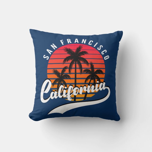 San Francisco Retro Zonsondergang Worp Kussen (Voorkant)