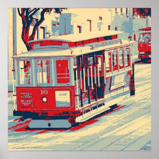 San Francisco, rood blauw Poster (Voorkant)