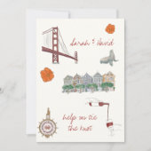 San Francisco  save the date met tekeningen Kaart (Voorkant)