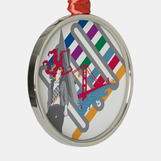 San Francisco scène Metalen Ornament (Rechts)