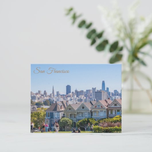 San Francisco schreef Dames City Skyline Briefkaart (Staand voorkant)