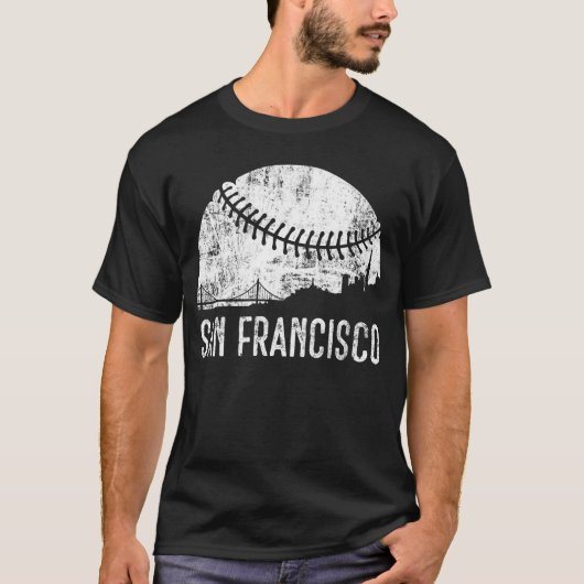 San Francisco SF City Skyline Baseball T-shirt (Voorkant)