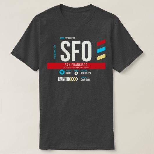 San Francisco SFO Airport Code Bagage Label C T-shirt (Design voorkant)