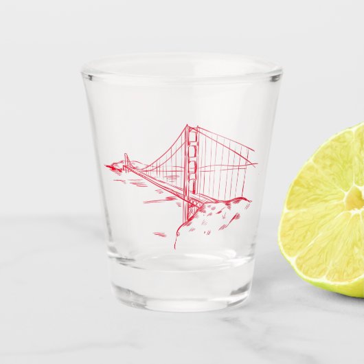 San Francisco Shot Glass w/Golden Gate Bridge Glas (Voorkant)