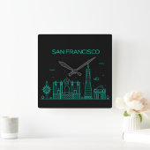 San Francisco silhouet Vierkante Klok (Huis)