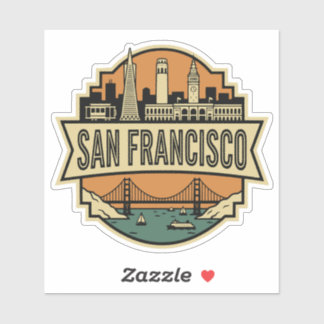 San Francisco Silhouet Vintage Retro Reisbadge  Sticker