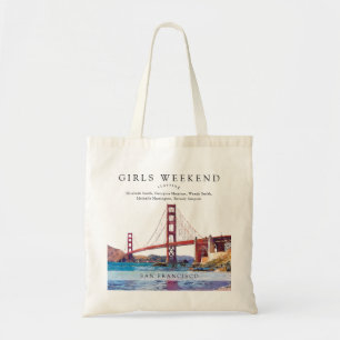 San Francisco Silhouette Watercolor Meisjesweekend Tote Bag