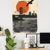 San Francisco Silhouetten - Gouden Poort Reflectie Poster (Thuiskantoor)