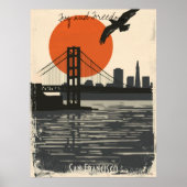 San Francisco Silhouetten - Gouden Poort Reflectie Poster (Voorkant)