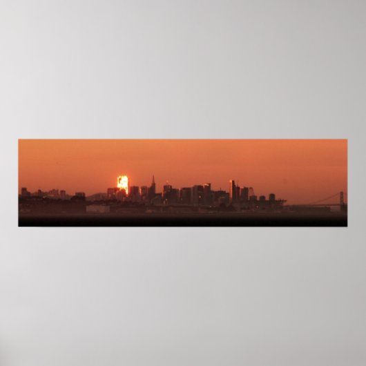 San Francisco Skyline/Bay Bridge Sunset Panorama Poster (Voorkant)