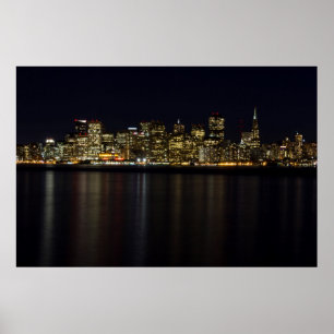 San Francisco Skyline bij Night Wall Art Poster
