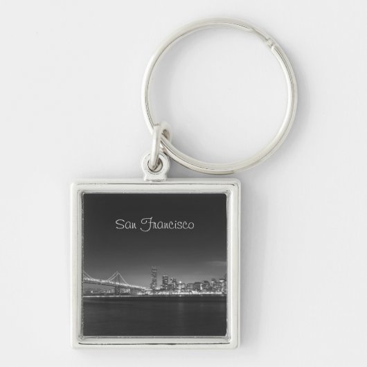 San Francisco Skyline Black White Photo Sleutelhan Sleutelhanger (Voorkant)