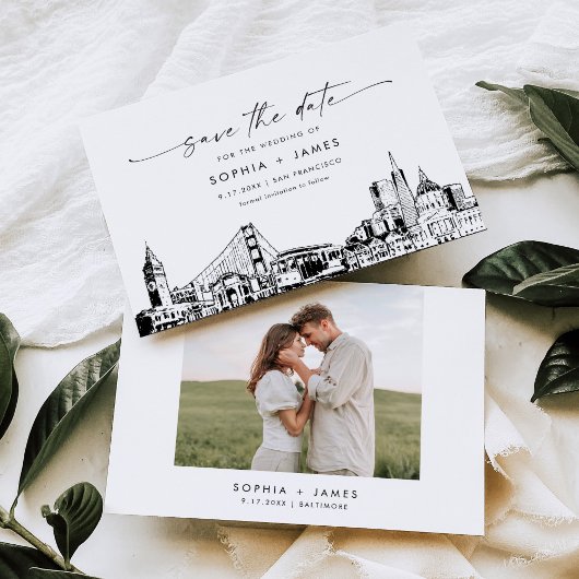 San Francisco Skyline Bruiloft Save the Date Kaart