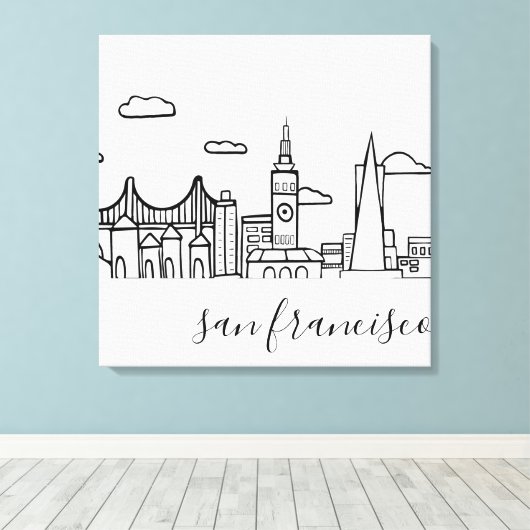San Francisco Skyline Canvas Afdruk (Insitu (Houten vloer))