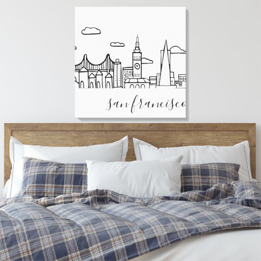 San Francisco Skyline Canvas Afdruk (Insitu (Slaapkamer))