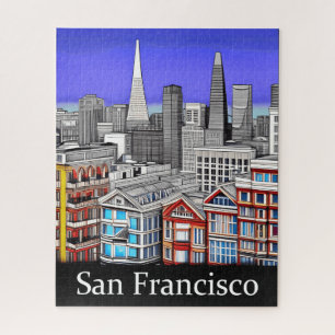 San Francisco Skyline Colored Line Art Legpuzzel